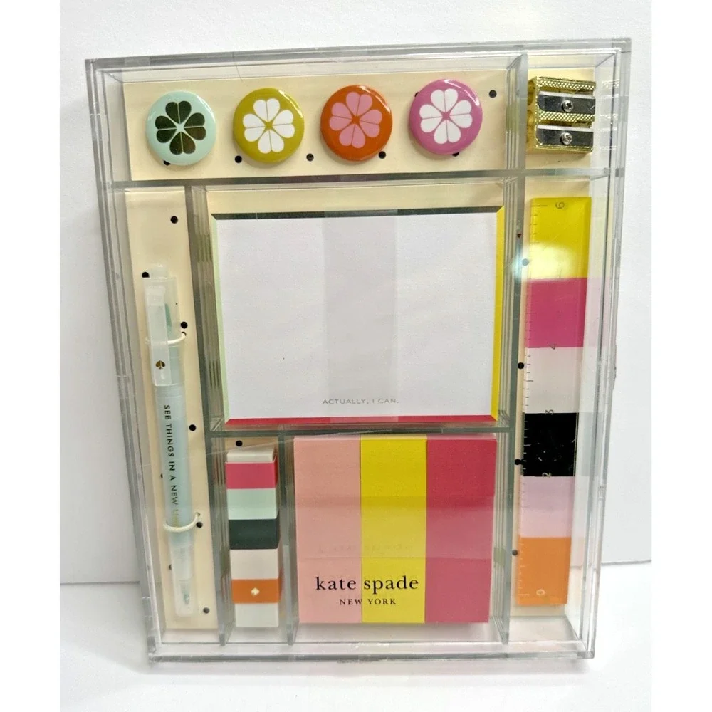 kate spade Tackle Box Desk Accessories Actually I Can Set Clear NEW
